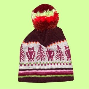 Colorful Knit Beanie with Large Pompom